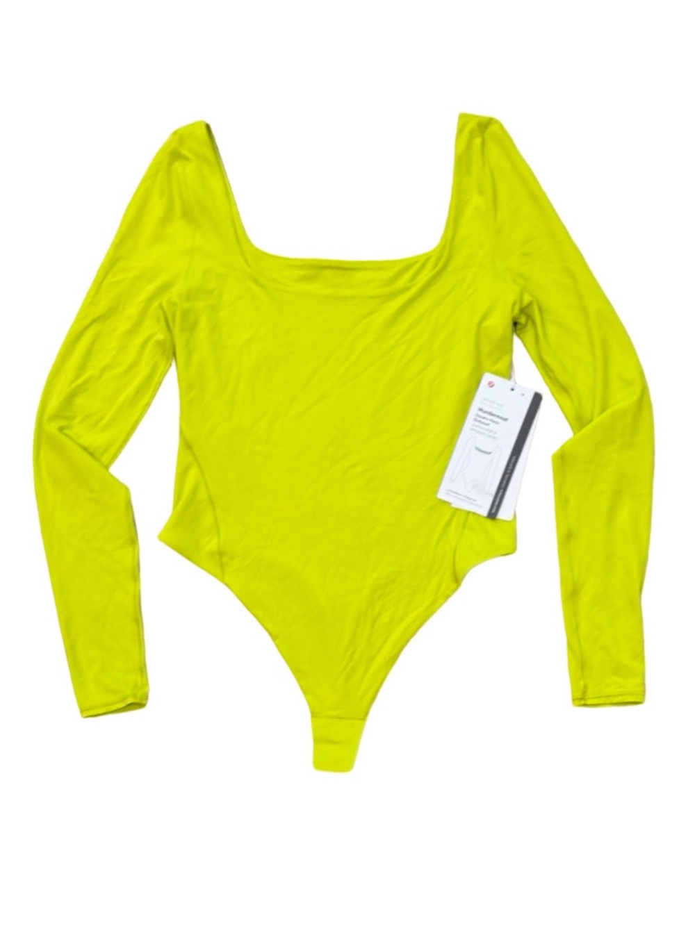 NWT Lululemon Wundermost Square-Neck Long-Sleeve Bodysuit In Lichen Lime - Picture 2 of 7